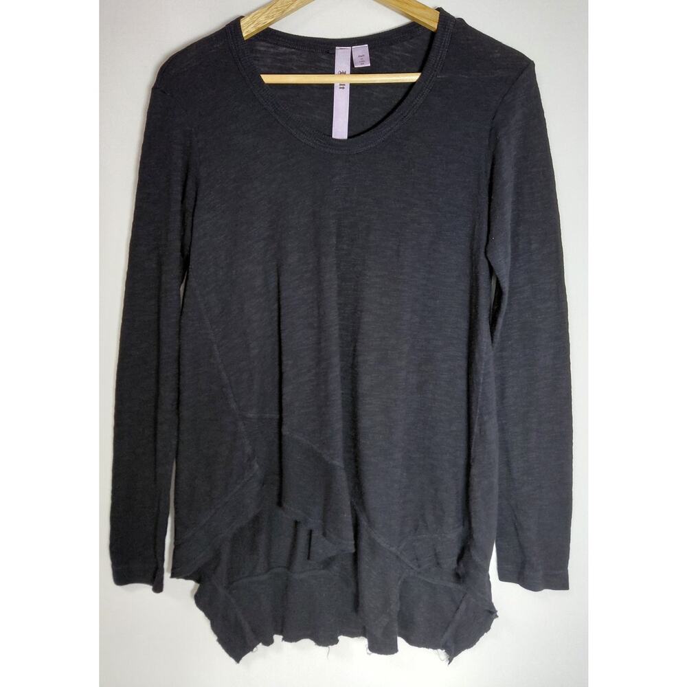Wilt Made in USA Long Sleeve Top Black Solid Knit Asymmetric Women Size XS